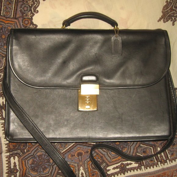 ❤️COACH DIPLOMAT 5353 Black Leather Attache Briefcase Valise w/Combo Lock … - Picture 1 of 10